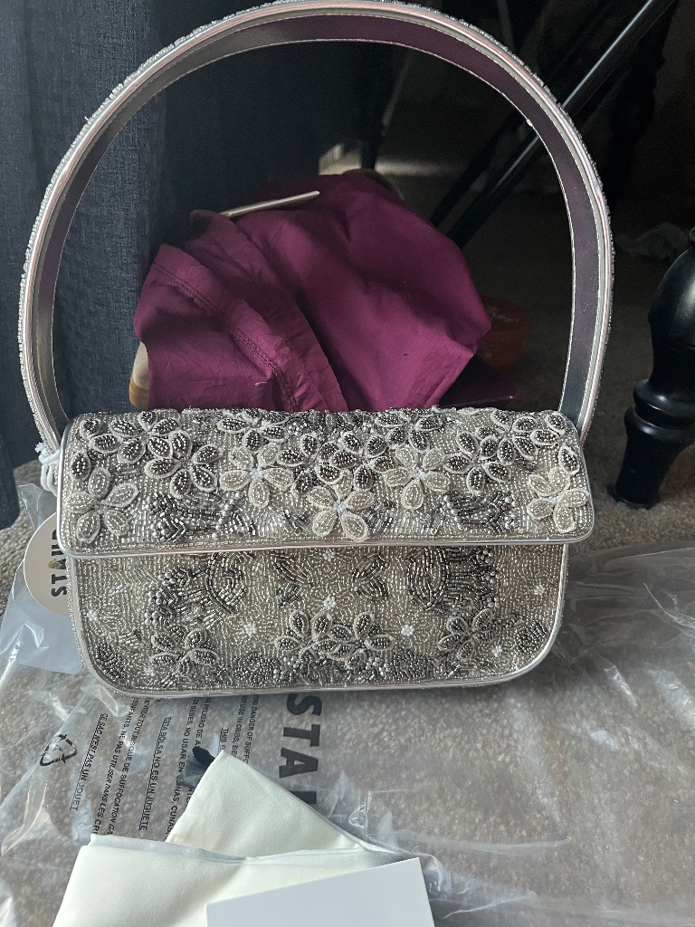 Staud Tommy Beaded Garden Party Silver